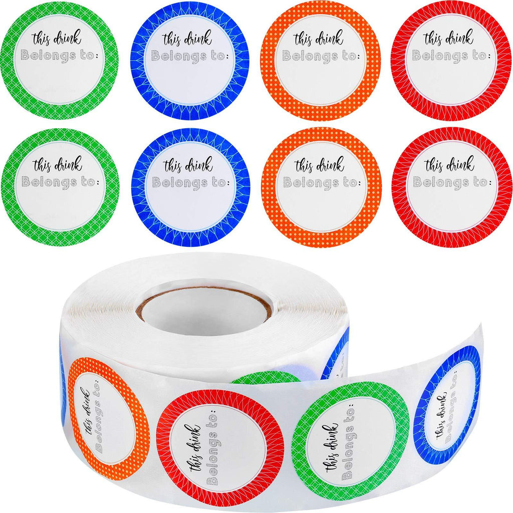  [AUSTRALIA] - 1000 Pieces Cup Labels, This Drink Belongs to, Blank Drink Labels Round Shaped Jar Labels Multicolored Writable Canning Stickers for Party Wedding Drink Supplies, 1.5 Inches Diameter