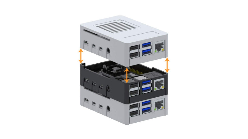  [AUSTRALIA] - MaticBox4 Case for Raspberry Pi 4 – Low Profile, Stackable, Universally Mountable DIN Rail, Automation Friendly, Fan Support (Black Metallic) Black Metallic