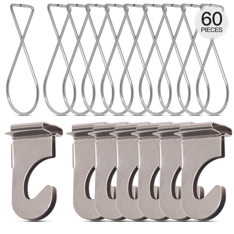 Mardatt 60Pcs Heavy Duty Drop Ceiling Hooks and Drop Ceiling Clips Set for Sign, Plants, Lights, Curtain, Decorations Hangers at Classroom, Office, Wedding Special Events Fits Ceiling Cross T-Bar Grid 60 - LeoForward Australia