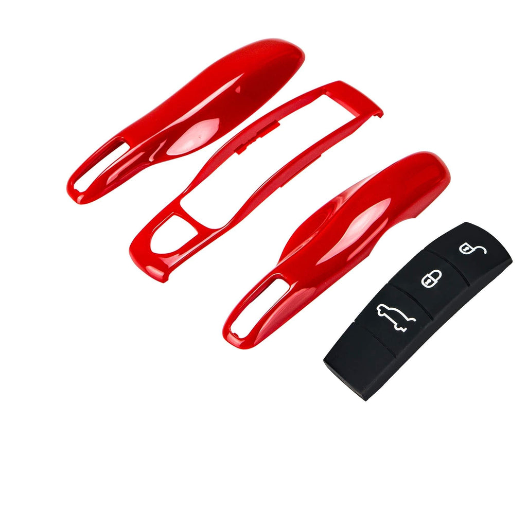 Rolling Gears MK1 Remote Key Fob Shell Cover and Key Button Rubber Compatible with Porsche Cayenne and Macan Key Fob (Red) Red - LeoForward Australia