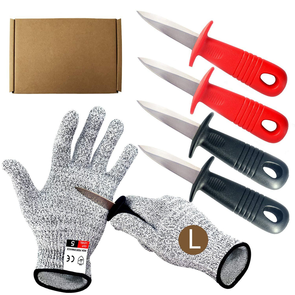  [AUSTRALIA] - Oyster Knife with Cut Resistant Gloves Set, Oyster Opener Kit for Kitchen Used, Oyster Clam Shellfish Seafood Shucking Knife, cuchillo para pelar ostras con guantes