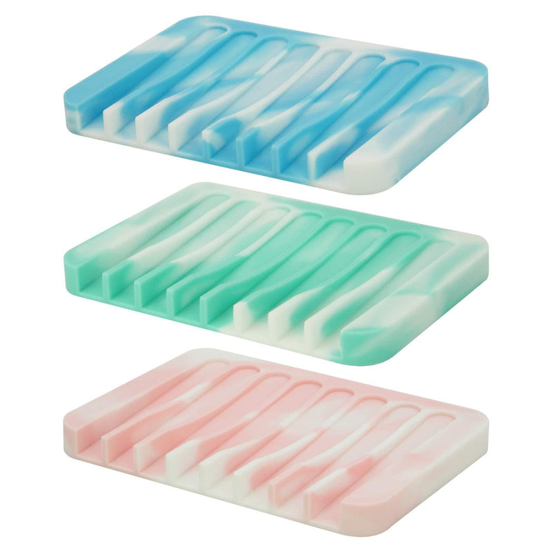  [AUSTRALIA] - AIMAIAIMAI 3 Pack Soap Dish with Drain, Premium Silicone Soap Holder for Shower/Bathroom, Simple Soap Saver, Self Draining Waterfall Soap Tray, Keep Soap Dry, Easy to Clean.