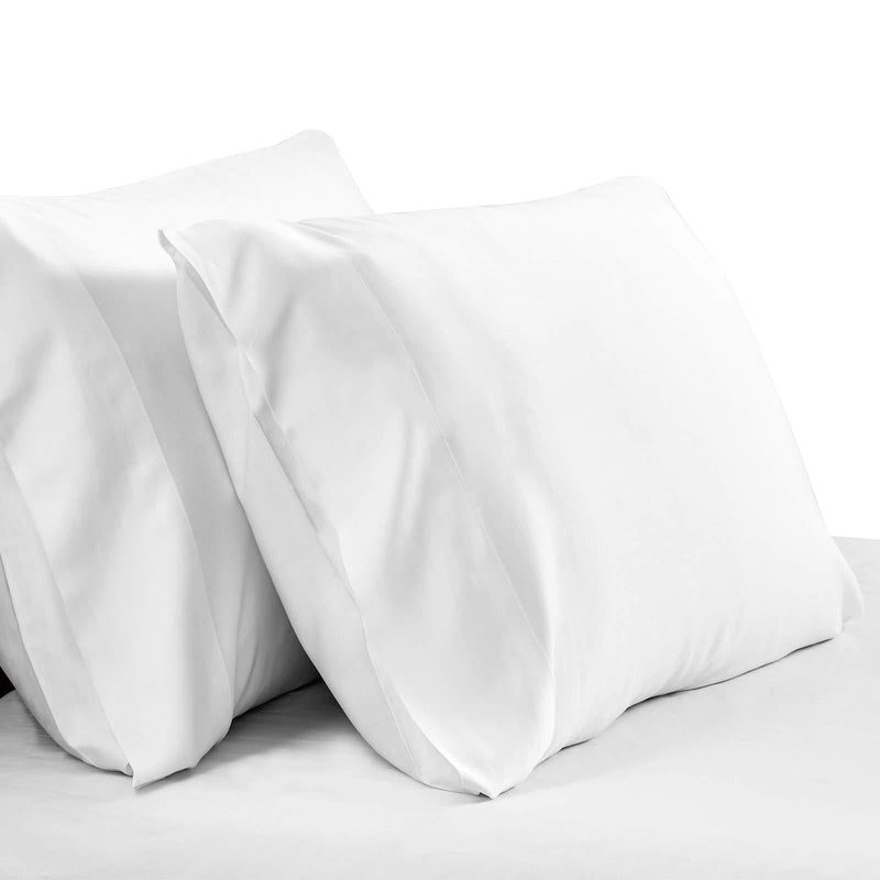  [AUSTRALIA] - CozyLux 100% Bamboo Pillowcases Set of 2, White Standard/Queen Size Cooling Soft Silky Pillow Cases, Hypoallergenic, Breathable and Moisture Wicking, Envelope Closure(20 x 30 inches) Queen(20" x 30")