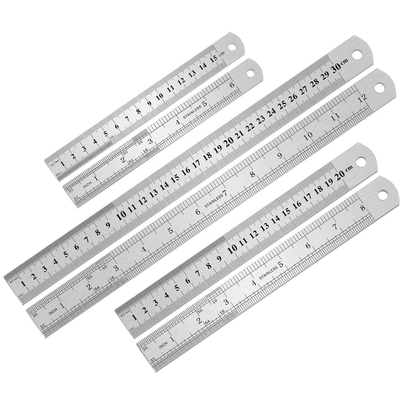  [AUSTRALIA] - 3PCS Stainless Steel Ruler, Metal Ruler Set ( 6 8 12 inch), Steel Ruler with Inch and Metric, Machinist Ruler, Metric Ruler, Imperial Ruler, for School, Office, Home, Engineer, Craft