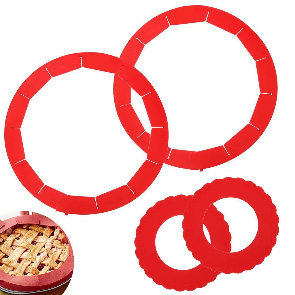  [AUSTRALIA] - Ahier Pie Crust Protector Shield, Adjustable Pie Crust Protector 4PCS, Mini Silicone Pie Crust Shield, Pie Shield Silicone for Baking Pie Pizza