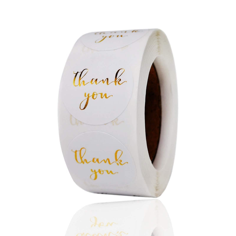1" Thank You Stickers, Gold Foil Font Thank You Stickers Roll for Bubble Mailers, Packaging Bags, Boxes, Envelopes, Gifts Wraps for Sealing and Decoration, 500 Labels Per Roll - LeoForward Australia