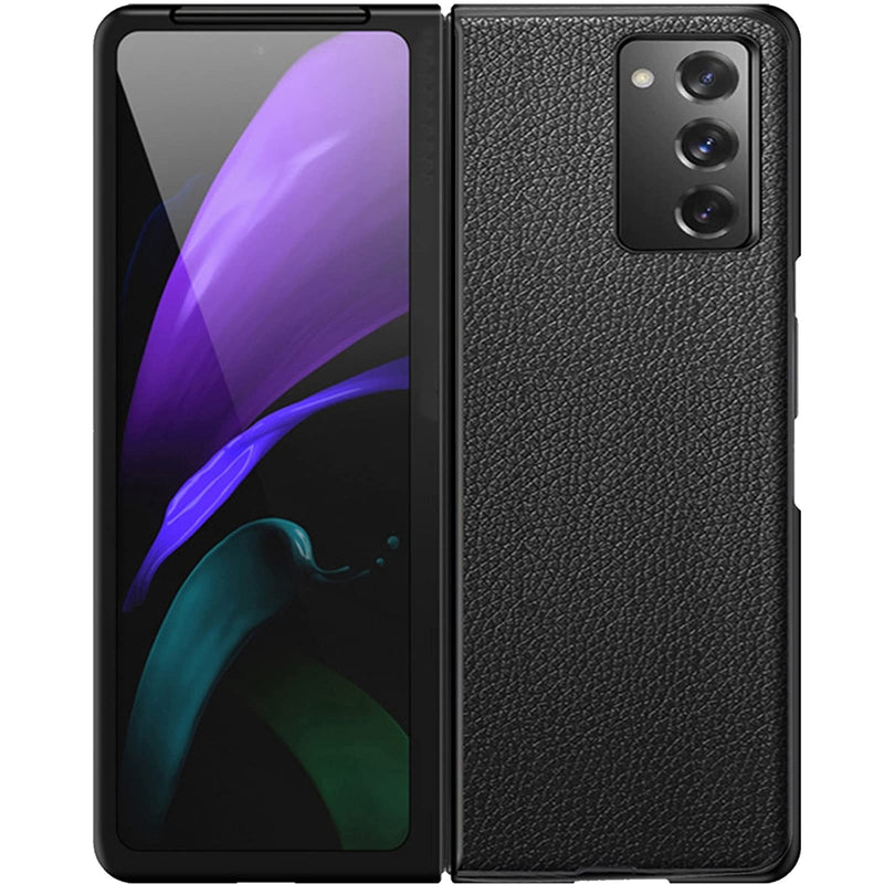 Miimall Compatible with Samsung Galaxy Z Fold 2 5G 2020 Leather Case Cover Hard PC Covered with Slim Leather Anti-Scratch Shook-Proof Bumper Case for Samsung Galaxy Z Fold 2 5G (Black) Black - LeoForward Australia