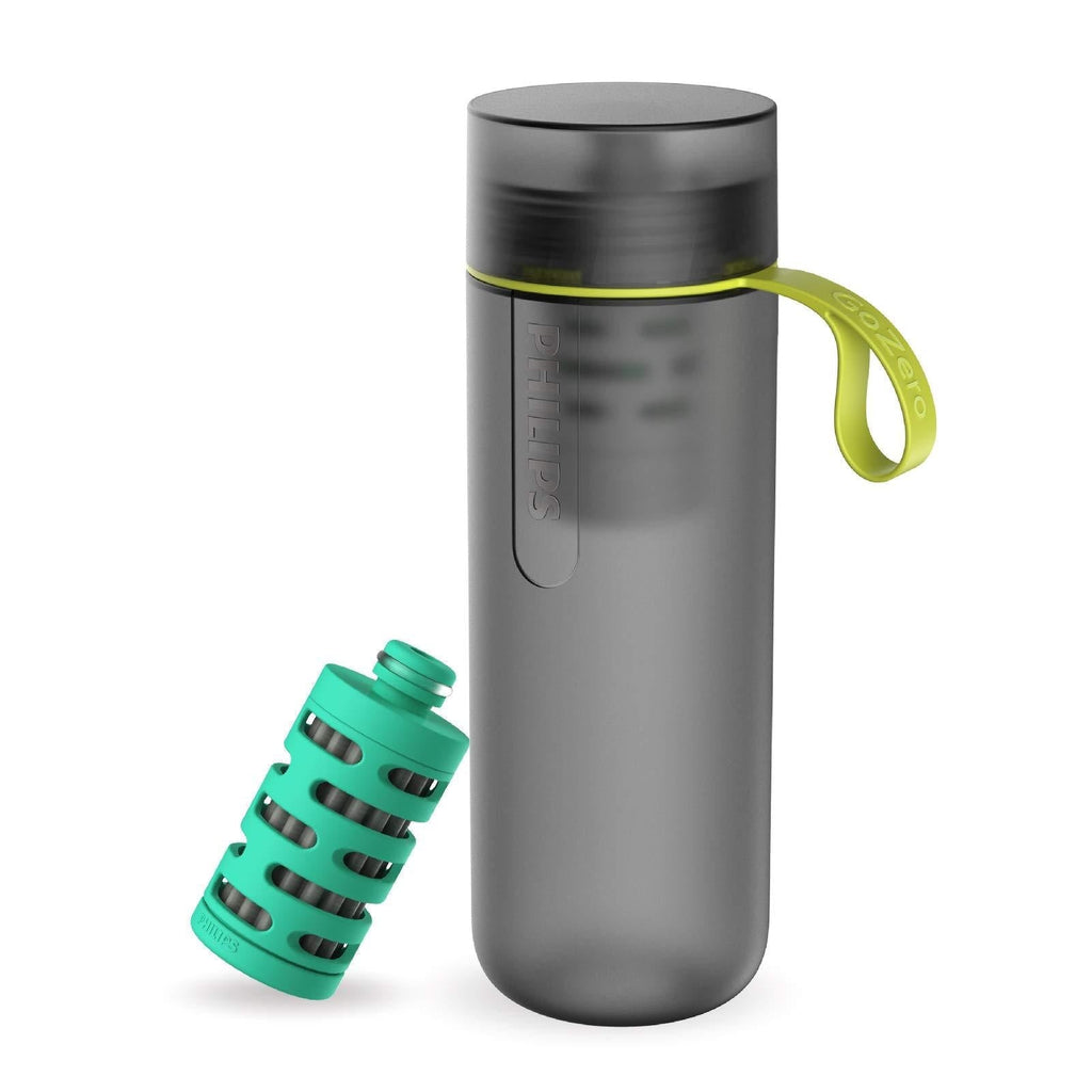  [AUSTRALIA] - Philips GoZero Active Bottle with One Adventure Filter, Squeeze Hydration Bottle, for Fresh Water Source Filtering Grey