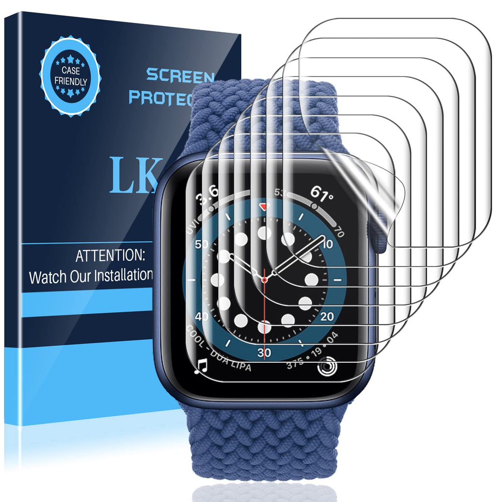  [AUSTRALIA] - LK 8 Pack Screen Protector Compatible with Apple Watch Series 7 45MM and Apple Watch Series 6 SE Series 5 44MM, Max Coverage, Self-Healing, Bubble Free, HD Transparent Flexible TPU Film