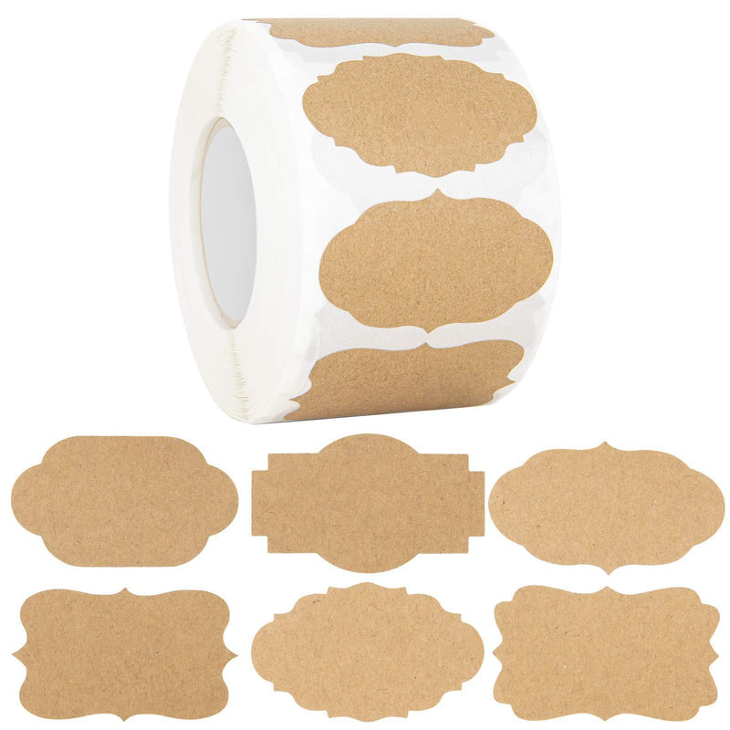 800 Pcs 1.2 x 2 Inch Natural Brown Kraft Label Stickers, Blank Stickers, Gift Tags Sticker, Holiday Present Stickers, Kraft Paper Sticker Labels for Gifts, Bottles, Containers and Jars, 6 Styles 1.2'' x 2'' - LeoForward Australia