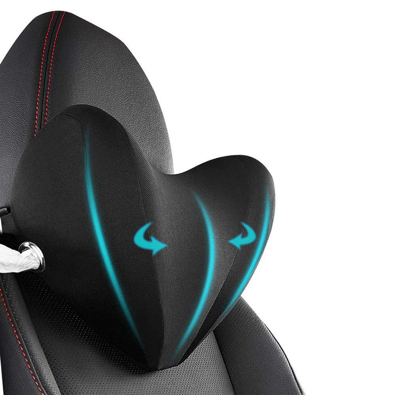  [AUSTRALIA] - QBUC Car Neck Pillow Memory Foam,Car Seat Neck Pillows for Driving Relieve Neck Pain and Muscle Tension, Used in Car Seats, Multifunctional Car Tissue Holder Neck Pillow (Black) Rz-black