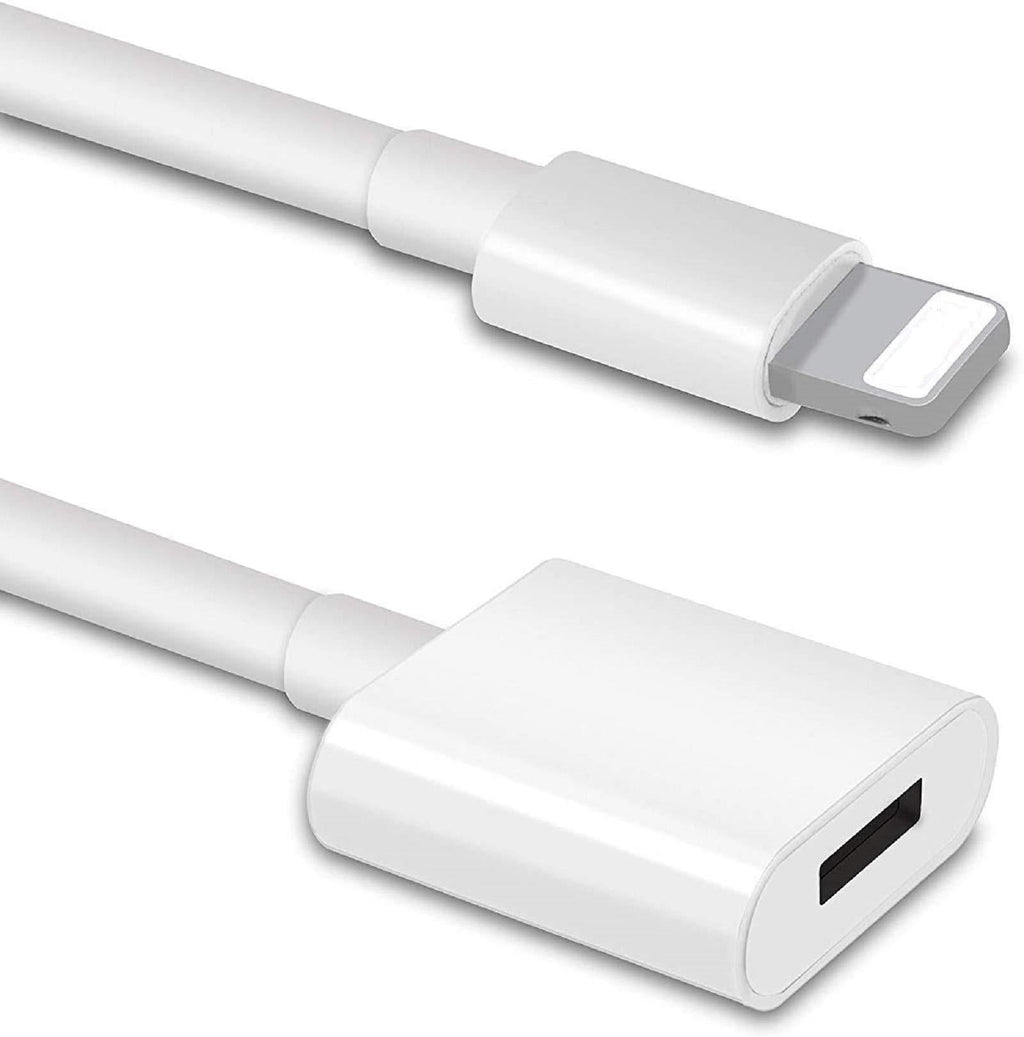 iPhone Charger Extension Cable Compatible with iPhone/iPad, Extender Dock Cable for Male to Female Cable Extension Adapter Pass Video, Data, Audio(6.6FT/2M White) - LeoForward Australia