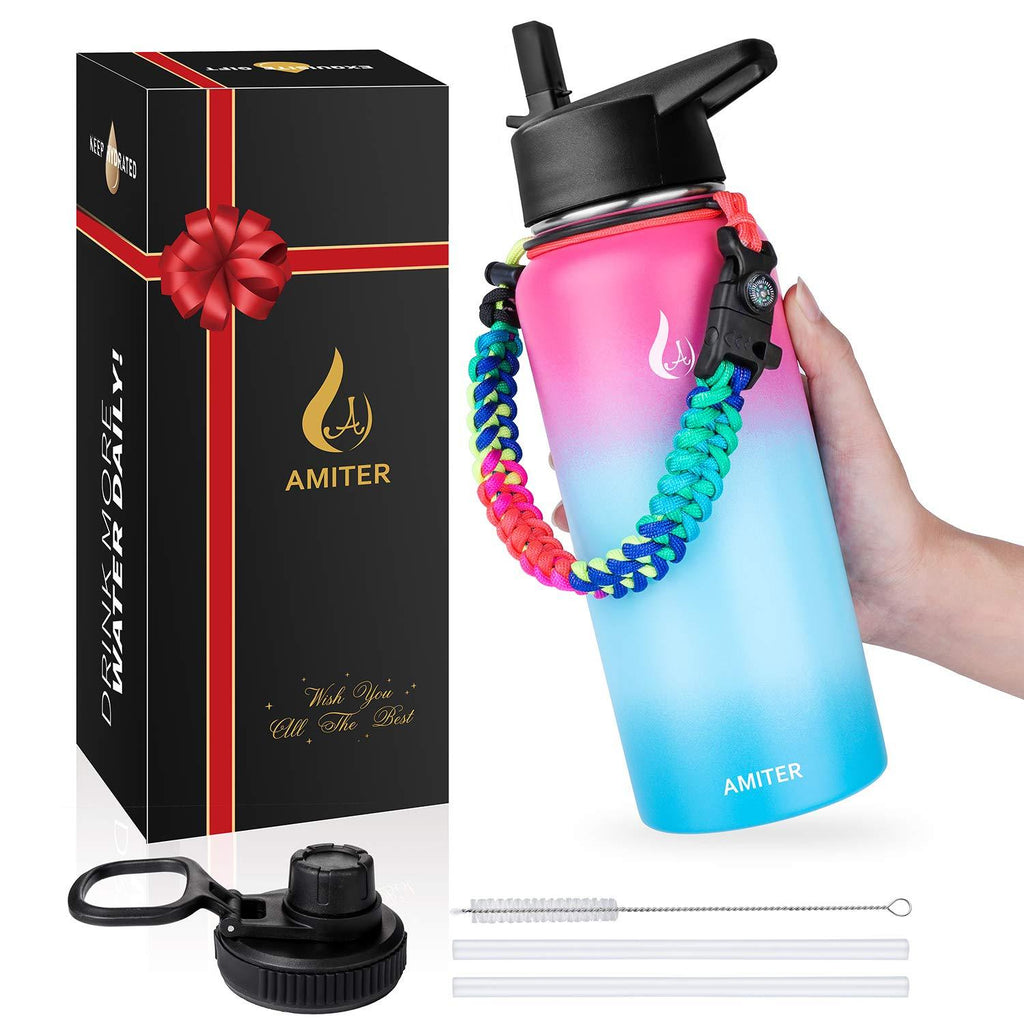  [AUSTRALIA] - AMITER 32oz Insulated Water Bottle, Gifts for Women, Mom, Men, Dad, Teen Girls, Friends, Coworkers, Husband, Wife, Boyfriend, Sister, Aunt - Gifts for Christmas, Birthday, Valentine's Day, Wedding A-Caribbean Sunset