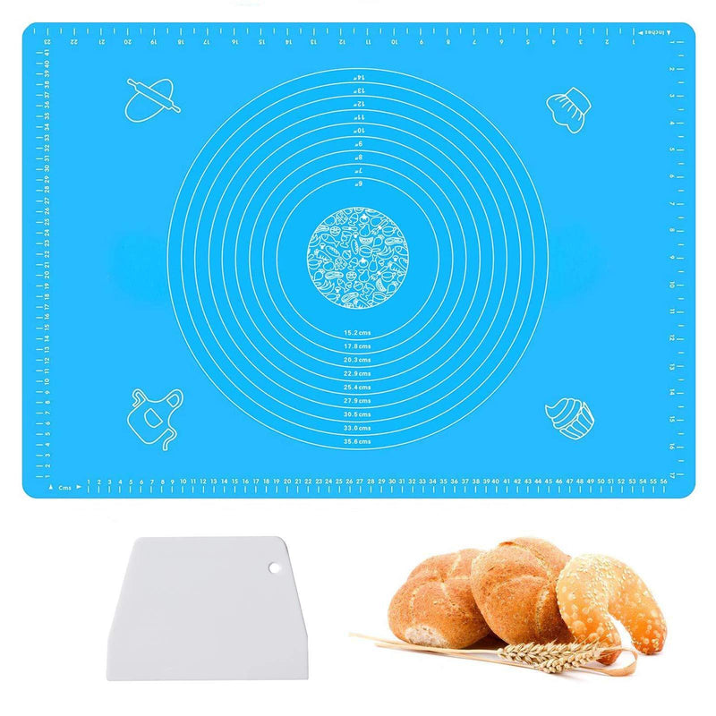  [AUSTRALIA] - Haozcl Silicone Baking Mats For Oven,Large Full Size 25" x 18",Baking Supply With Dough Scraper,Bread Making Tools And Supplies,Macaron Silicone Cookie Baking Mats（Blue）