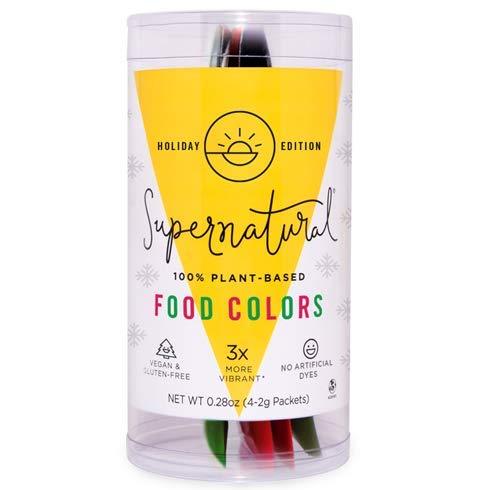  [AUSTRALIA] - Red & Green Natural Holiday Food Coloring by Supernatural, Gluten-Free, Vegan, No Artificial Dyes for Healthy Holiday Baking (4 Packets)