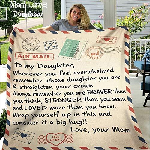  [AUSTRALIA] - CHAOMIC Letter Blanket to My Daughter Letter Printed Quilts Dad Mom for Daughter's Air Mail Blanket Positive Encourage and Love Daughter's Flannel Blanket Gifts (5060in-mom) 50*60in-mom