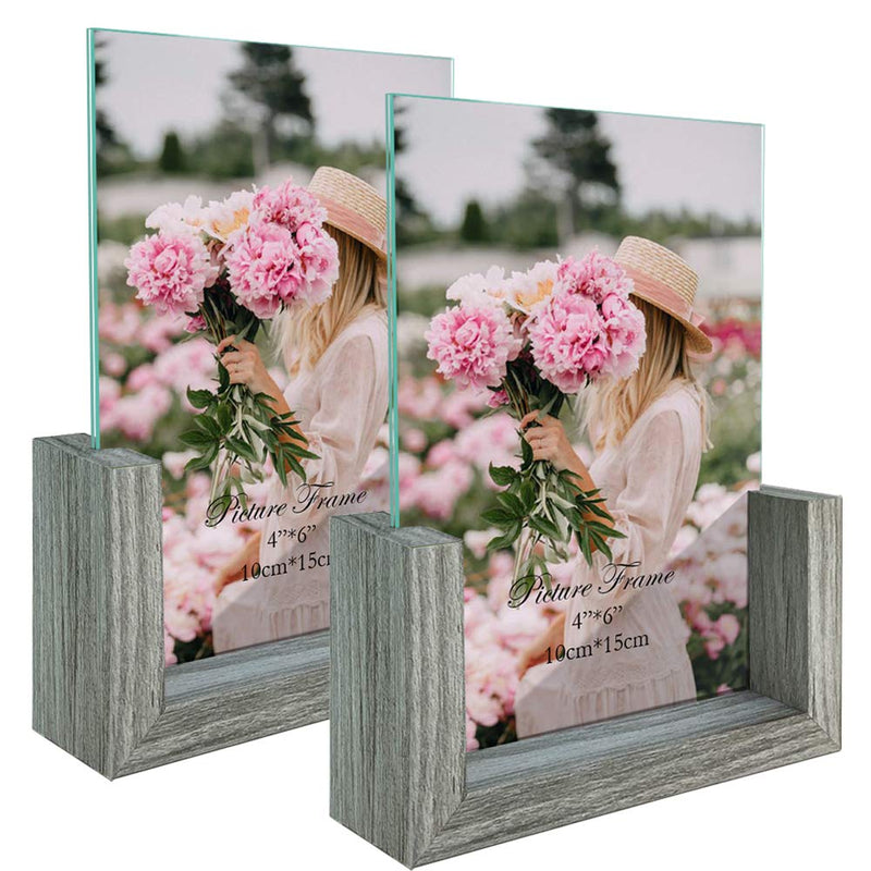  [AUSTRALIA] - 4x6 Picture Frames Set of 2, Glass Frameless Frame Photo Tabletop Display 4 by 6 Photograph Home Decor