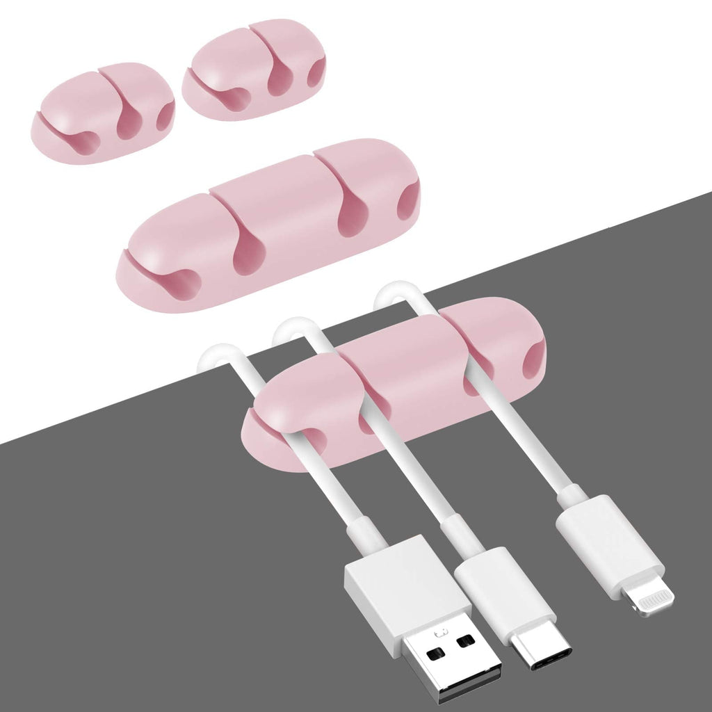  [AUSTRALIA] - Anmula 4 Pack Cable Clips - Cable Holder- USB Cords Holders & Organizer -Desk Cord Holder - Adhesive Wire Holder for USB Charging Cable | Power Cord | PC Wire, Home, Office, Cubicle, Car(Pink) Pink