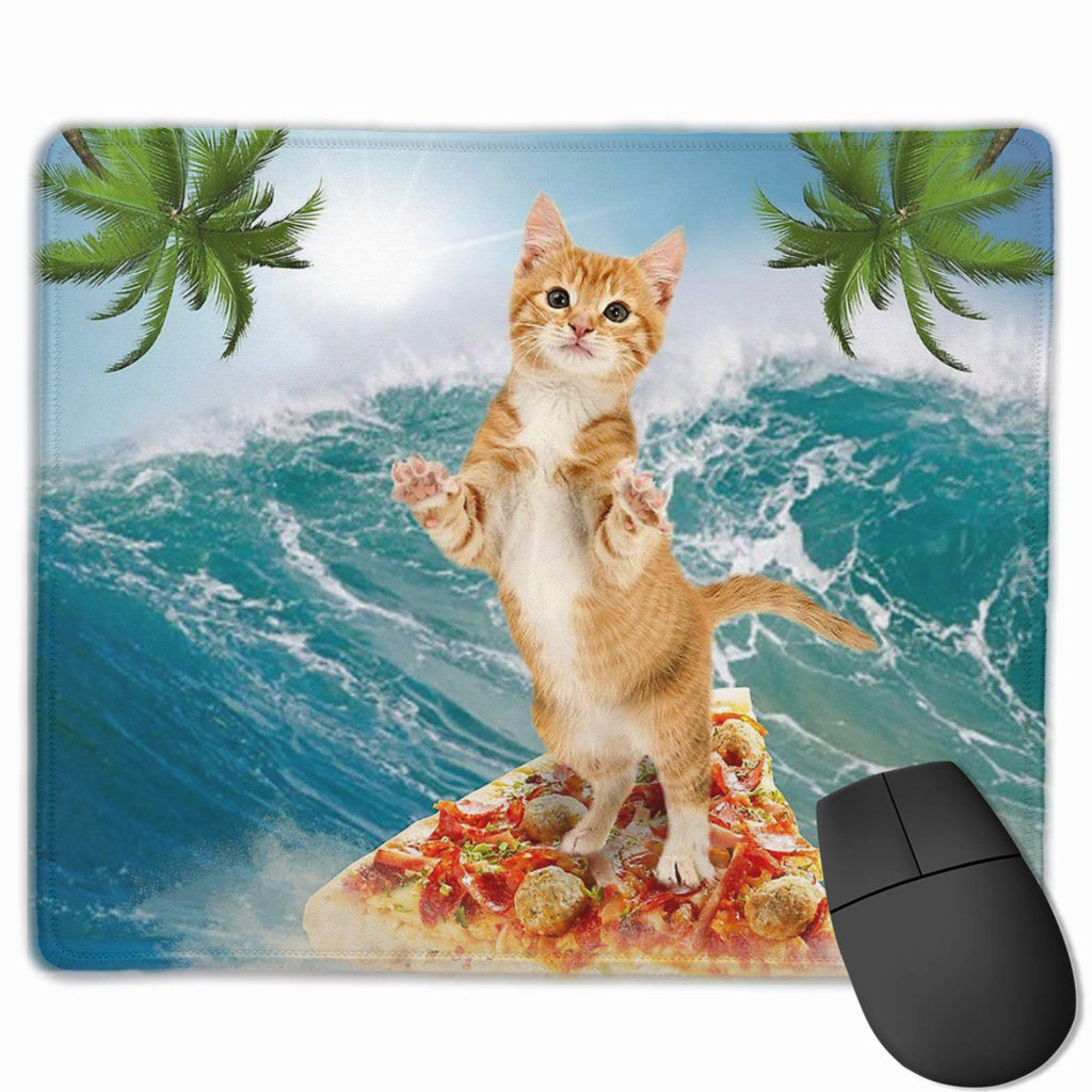 Mouse Pad Anti-Slip Mousepad Cat Surfing on Pizza Ocean Palm Tree Gaming Mouse Mat Pads with Stitched Edge Cute Funny Personalized Novel for Working Game Office Study PC Computers - LeoForward Australia