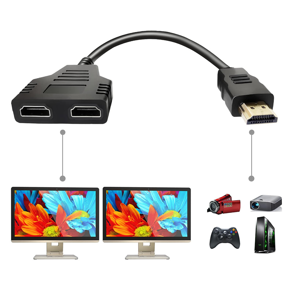 HDMI Splitter Adapter Cable - HDMI Splitter 1 in 2 Out HDMI Male to Dual HDMI Female 1 to 2 Way for HDMI HD, LED, LCD, TV, Support Two The Same TVs at The Same Time - LeoForward Australia