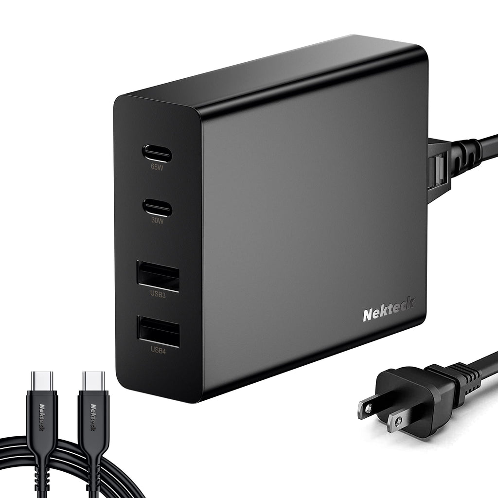  [AUSTRALIA] - Nekteck 107W USB C Charger(GaN Tech), 65W 30W Type C Fast Charger 4-Port PD Charger with 1 USB C to C Cable Compatible with iPhone 13 Pro Max/13 Pro/13 Mini, MacBook Pro, iPad Pro, Switch, Galaxy S21