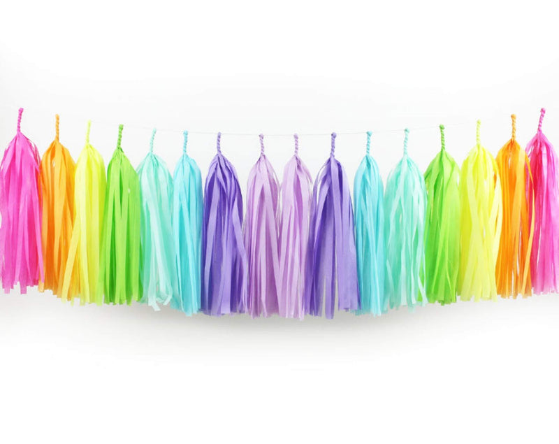 [AUSTRALIA] - Autupy 35 PCS Rainbow Tissue Paper Tassel DIY Party Garland Decor for All Events & Occasions(Unicorn Pastel)