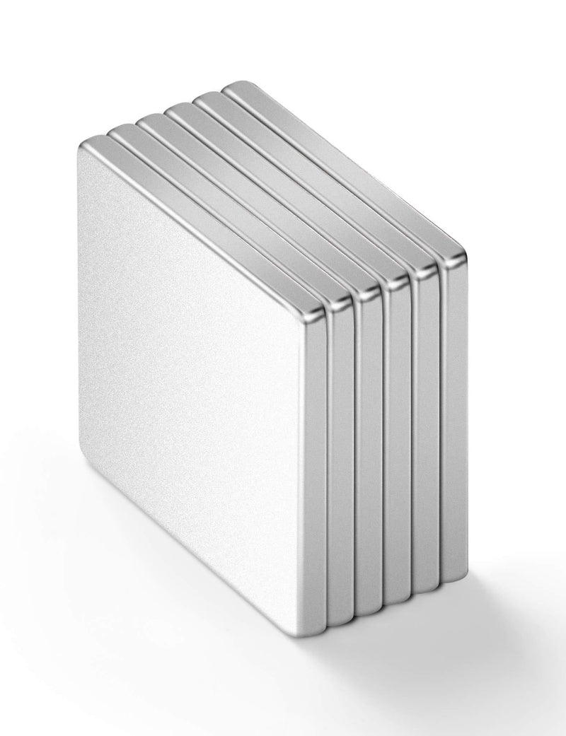 Neosmuk NF3235 Square Magnets,Neodymium Rare Earth Rectangle Permanent Magnets with Backing Adhesive, Great for Fridge,DIY,Building,Scientific,Craft,and Office,Silvery White, Pack of 6 - LeoForward Australia
