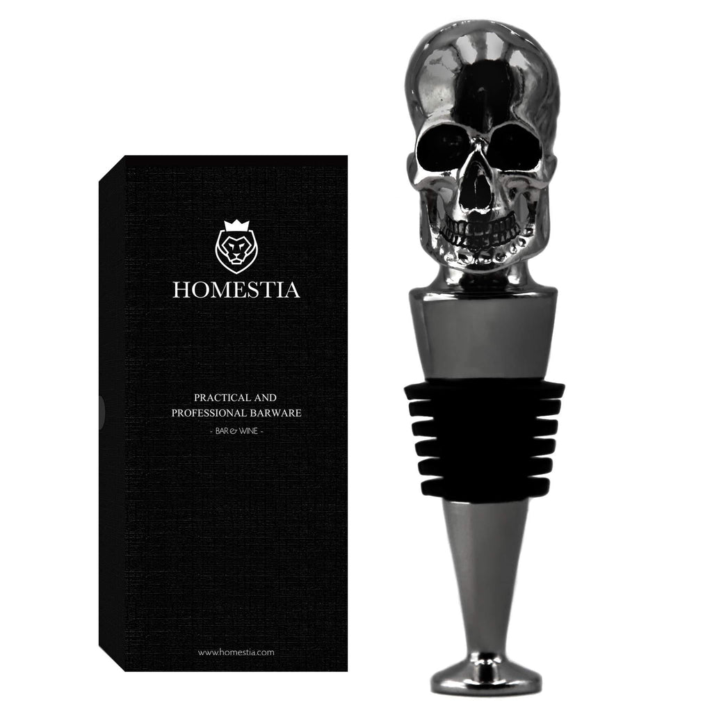  [AUSTRALIA] - Homestia Black Skull Wine Stopper Stainless Steel Bottle Stopper Reusable