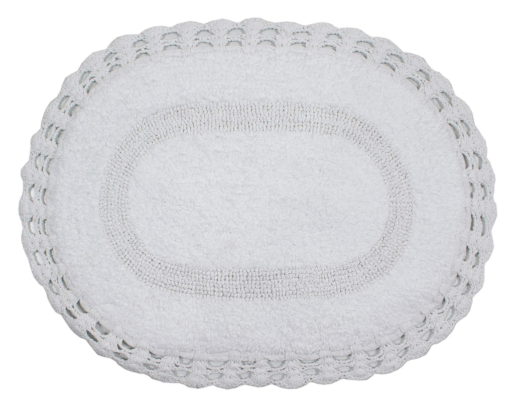  [AUSTRALIA] - Home Weavers Hampton Crochet Bathmat Collection Absorbent Cotton Soft Reversible Bath Rug, Machine Washable, 17"x24", White 17"x24"