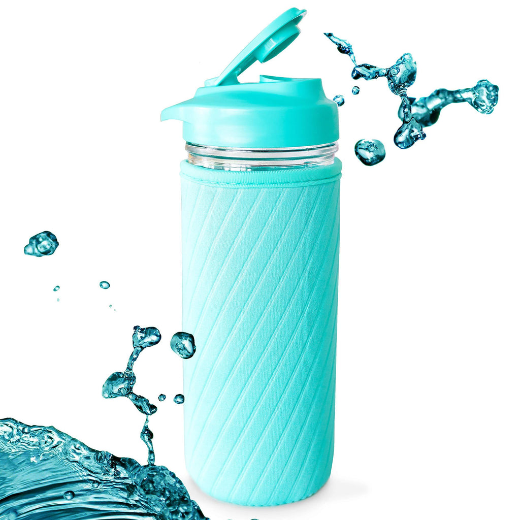  [AUSTRALIA] - Masontops Mason Jar Hydration Set - Mason Jar - Insulator Sleeve - Multi Top Drinking Lids Regular 16oz Turquoise