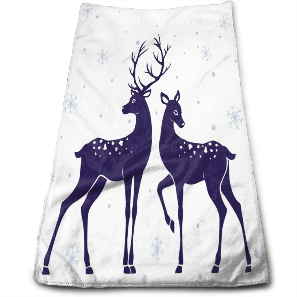  [AUSTRALIA] - N/W Blue and White Christmas Deer Hand Towels for Bathroom 27.5'' X 12'' Soft Microfiber Towel Xmas Reindeer Winter Snowflake Small Bath Towels Kitchen Dish Towel