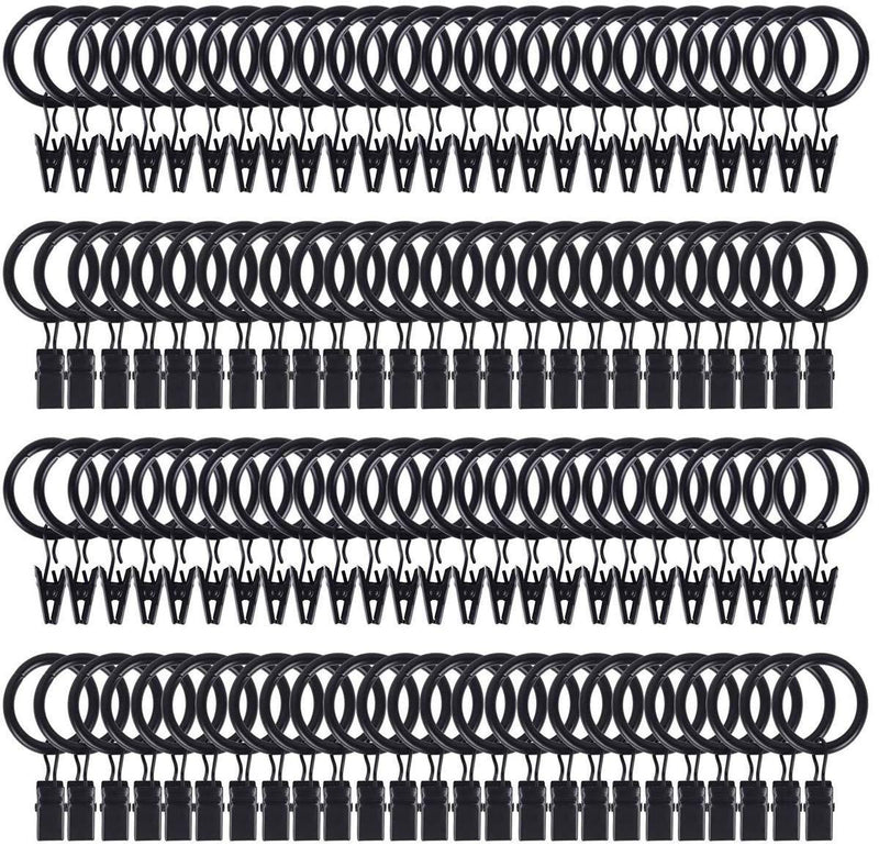  [AUSTRALIA] - AmtBety 108 Pack Curtain Rings with Clips Decorative 1 inch Drapery Rings with Hooks Strong Clip Rings for Curtain Panel,Hair Bow Hanger,Tapestry,Scrunchies and Other Decorations - Black