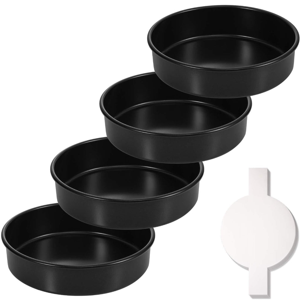  [AUSTRALIA] - Hiware 6-Inch Round Cake Pan Set of 4, Nonstick Baking Cake Pans with 120 Pieces Parchment Paper, Dishwasher Safe
