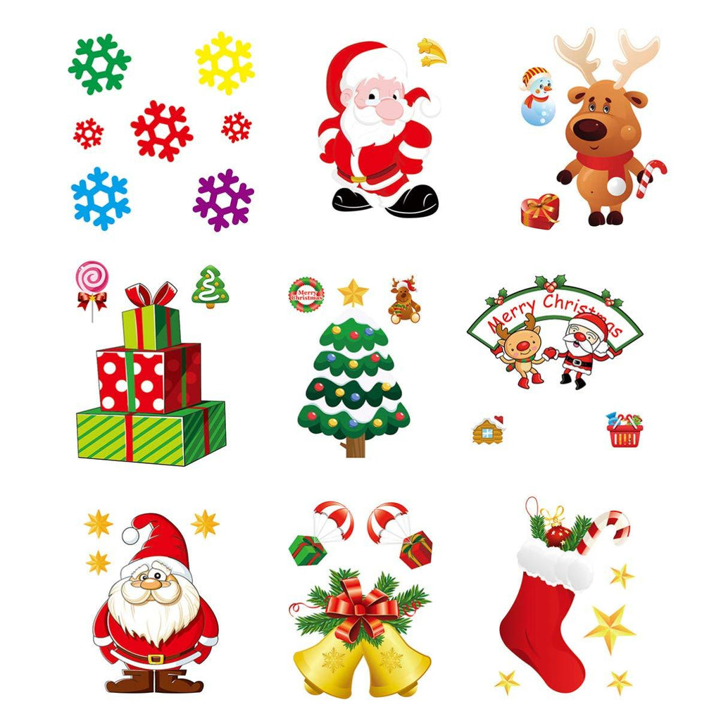  [AUSTRALIA] - TomaiBaby Christmas Stickers 9 Pcs with Reindeer, Tree, Santa Claus for Christmas Decor