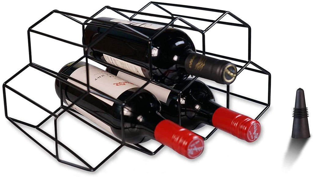 [AUSTRALIA] - Leaflai Wine Racks Countertop Wine Storage Black, Wine Bottle Holder Table Top Small, Metal Wine Rack Freestanding Floor Shelf, Bar Organizer Holder Wine Rack Insert, Table, Counter