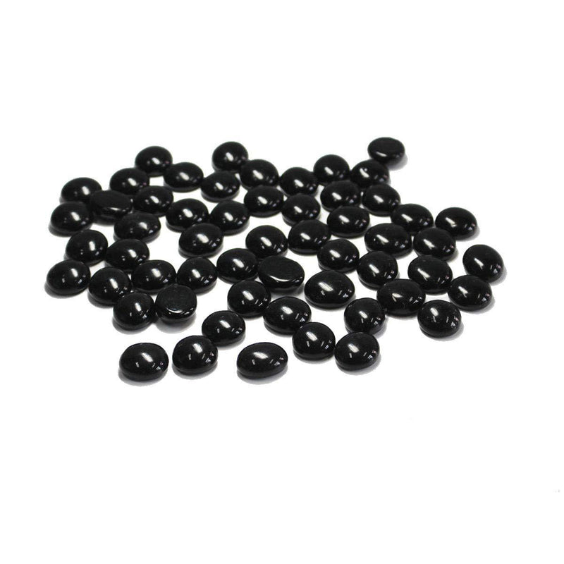  [AUSTRALIA] - Muhome Black Flat Marbles, Pebbles, Glass Gems for Vase Fillers, Party Table Scatter, Wedding, Decoration, Aquarium Decor, Crystal Rocks, 1 lbs (Approx 100 pcs)