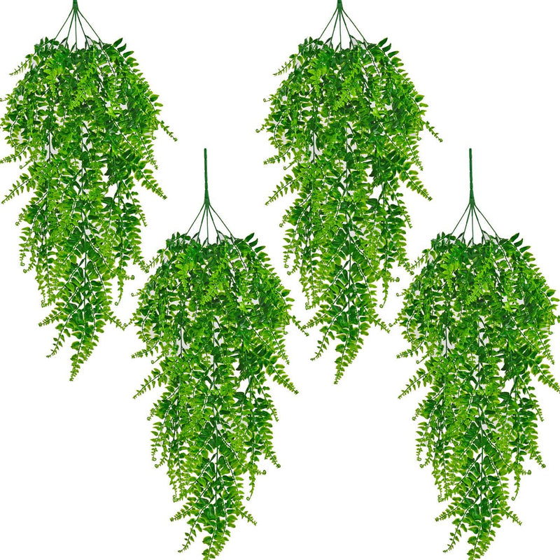  [AUSTRALIA] - Naidiler 4 Pcs Faux Hanging Plants Artificial Hanging Boston Fern Plants Fake Hanging Greenery Indoor Outdoor Plants for Room Garden Wall Decor