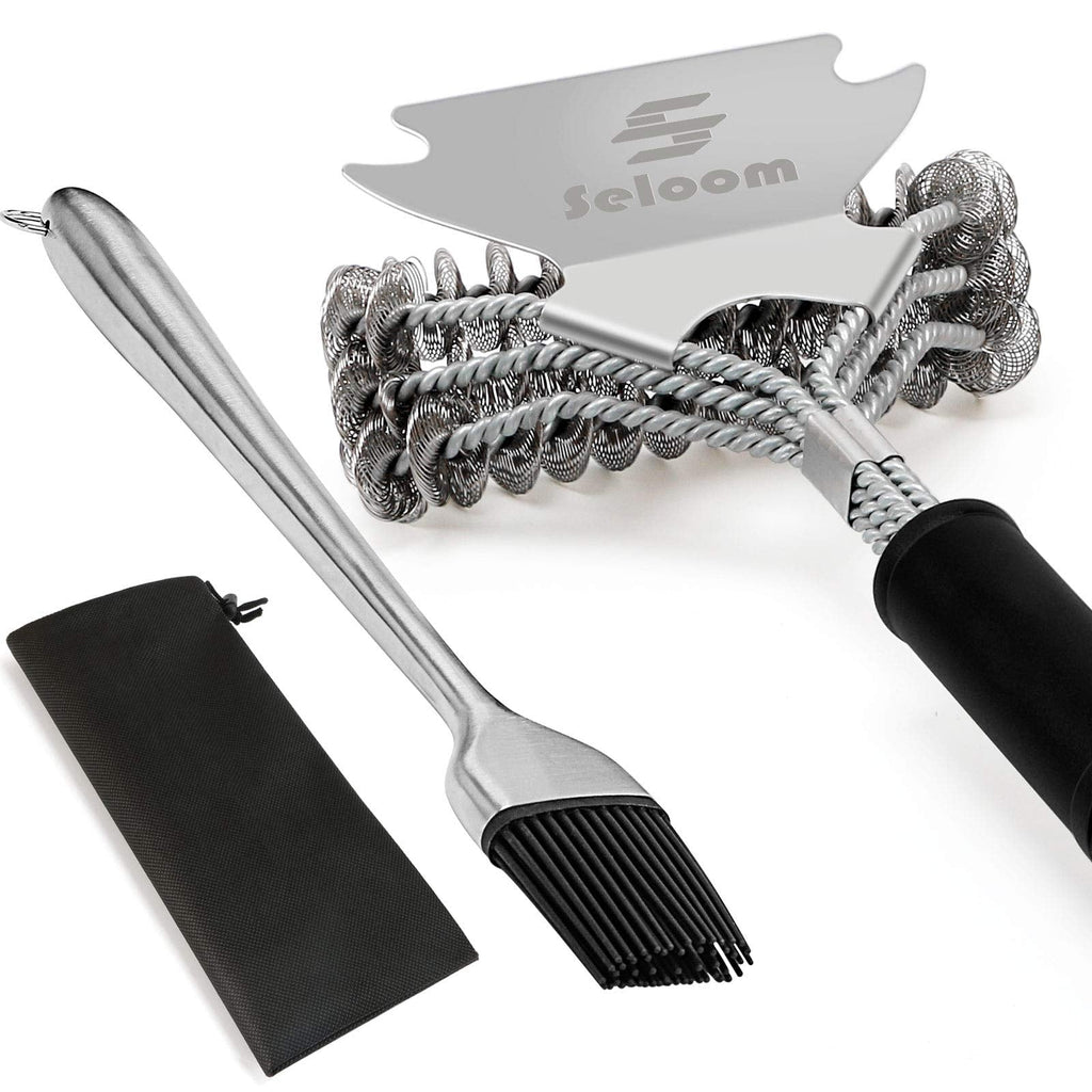  [AUSTRALIA] - Seloom Grill Brush and Scraper Bristle Free, Safe BBQ Grill Cleaner Perfect 17 Inch Stainless Steel Tools, Ideal Barbecue Accessories