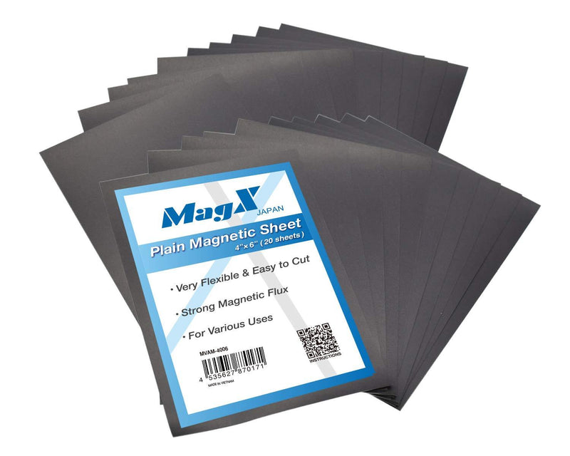 MagX Super Thick Plain Magnetic Sheets, 20 Pack, 30 mil, Flexible Magnet Sheet 4" x 6", Magnets on One Side, Magnetic Mats Black for Storing Craft Cutting Dies, Office and Home Supplies - LeoForward Australia
