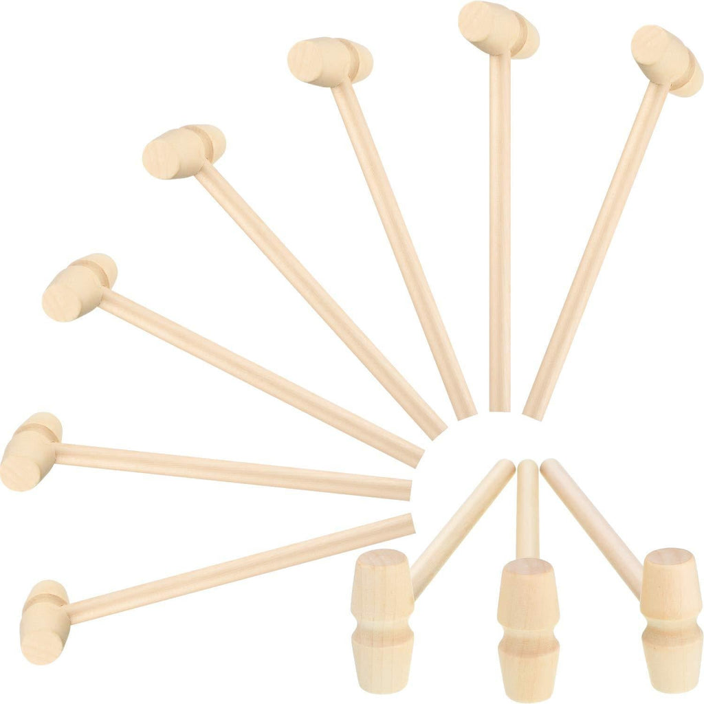  [AUSTRALIA] - Mini Wooden Hammer Wooden Crab or Lobster Seafood Hammers Natural Hardwood Crab Hammers Cracker Mallets Pounding in Solid Natural Hardwood for Cracking Chocolate (10) 10