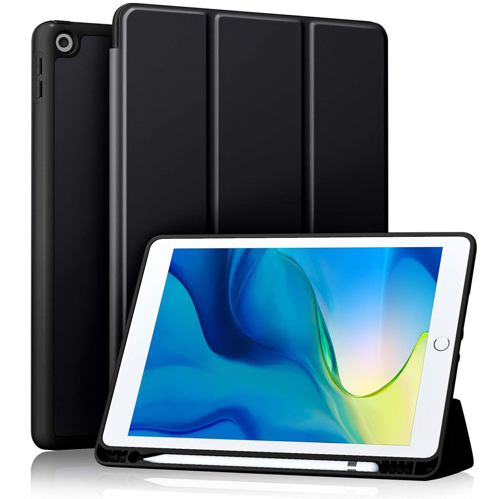  [AUSTRALIA] - Akkerds Case Compatible with iPad 10.2 Inch 2021/2020 iPad 9th/8th Generation & 2019 iPad 7th Generation with Pencil Holder, Protective Case with Soft TPU Back, Auto Sleep/Wake Cover, Black
