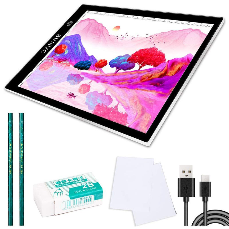30W A4 Size Ultra-Thin Portable Tracer White LED Artcraft Tracing Pad Light Box Three-Stage dimming, high Brightness for 5D DIY Diamond Painting Artists Drawing Sketching Animation, Inch Scale - LeoForward Australia