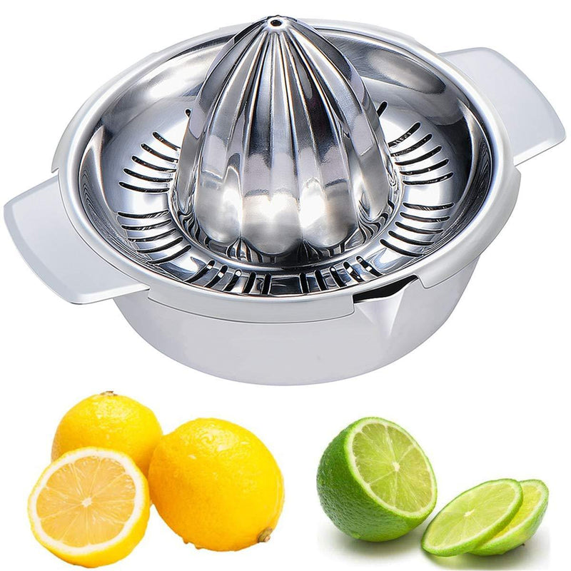  [AUSTRALIA] - Citrus Lemon Orange Grapefruit Juicer Manual Stainless Steel 304 Anti-Rust Metal Hand Press Fruit Squeezer with Juice Strainer and 12 OZ Bowl with 2 Spouts, Dishwasher Safe, Easy to Clean, Heavy Duty