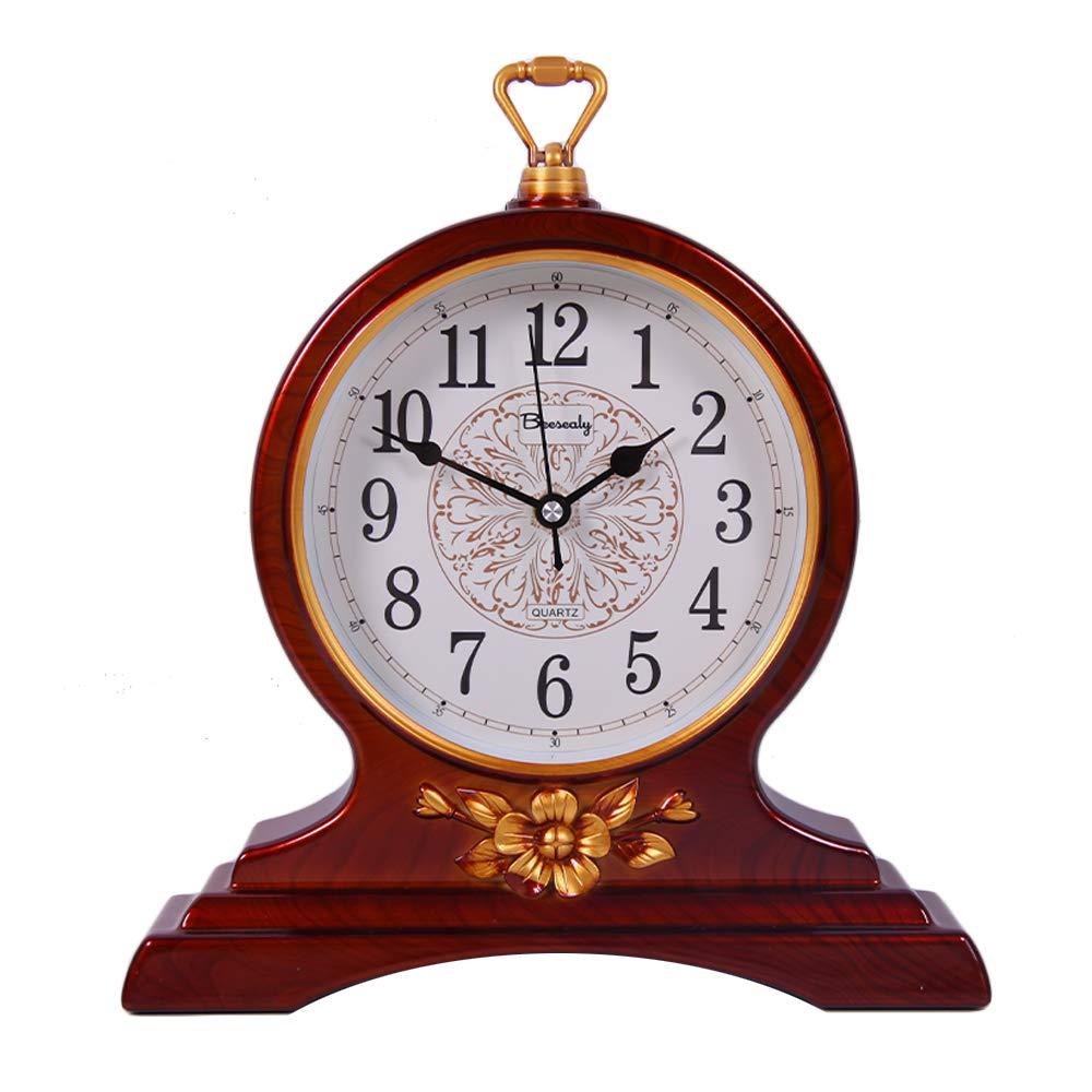  [AUSTRALIA] - Beesealy Mantel Clock, 12-Inch Mantel Clock, Silent Movement, Non-Ticking, for Living Room and Kitchen Decoration (Brown)