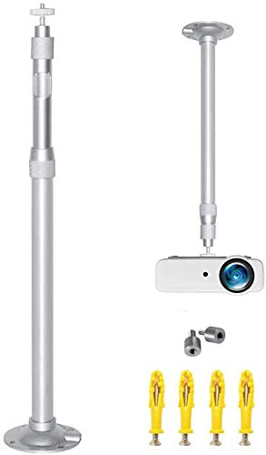  [AUSTRALIA] - Long Projector Ceiling Mount High Profile Universal Thread Height Extendable 23.5-47in / 60-120cm 360° Adjustable Projector Wall Mount Bracket Silver for Projector CCTV DVR Cameras 23.5-47 in