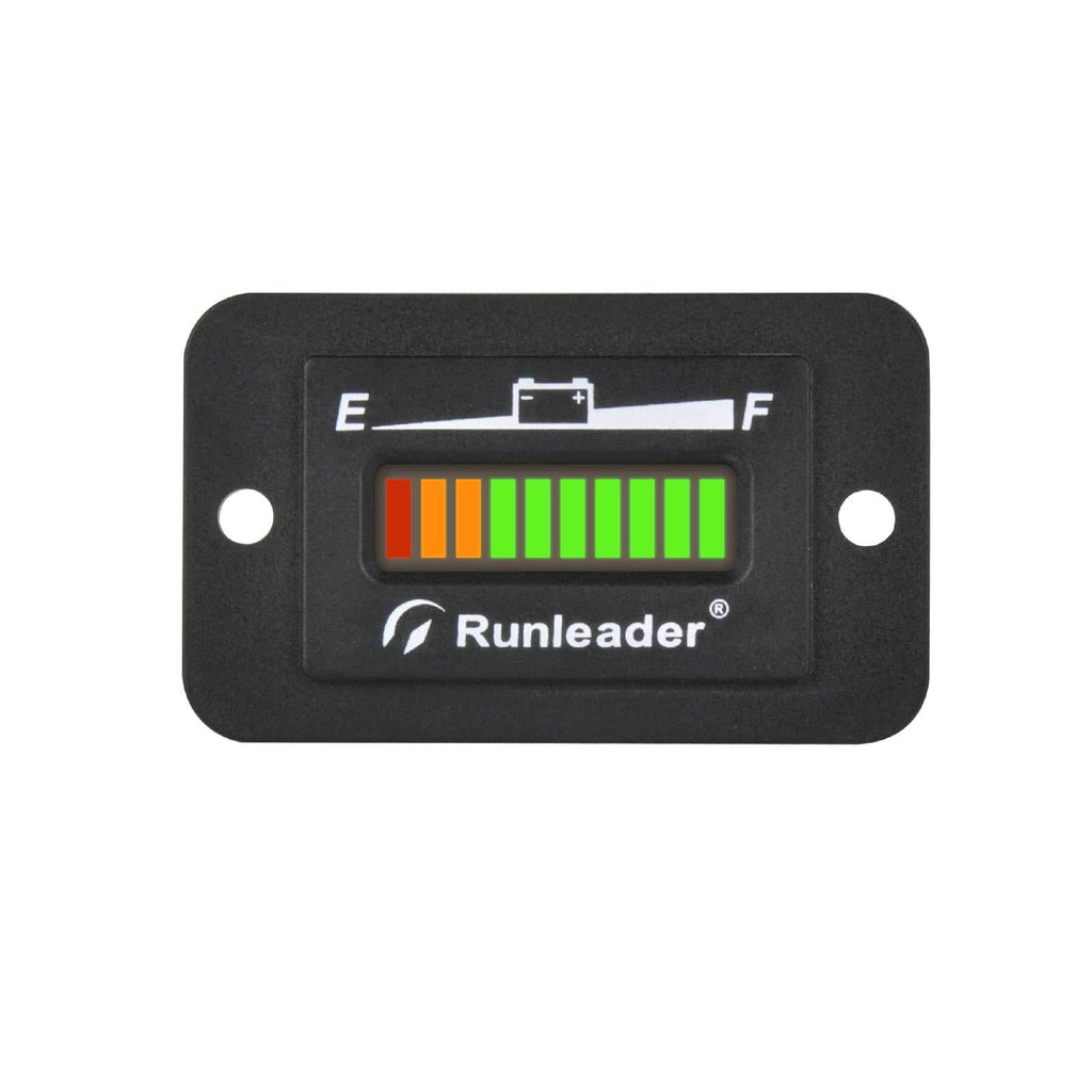 Runleader 12V 24V 36V 48V LED Battery Indicator, Battery Capacity Meter,Monitor of Battery Charge &Discharge for Golf Cart Electric Vehicle Star Car Stacking Machine Alternator. (12/24V) 12/24V - LeoForward Australia