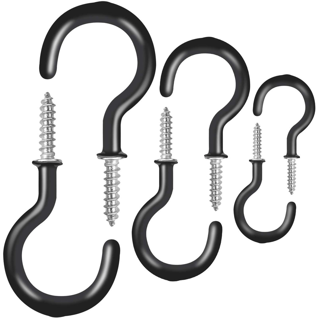  [AUSTRALIA] - SUKIA 25 PCS Black Small Cup Screw Hooks Ceiling Hooks for Hanging Lights Vinyl Coated Steel Metal Cup Hooks Holder Christmas Light Hangers Suitble for Indoor and Outdoor Hooks Kit (Black-25Pcs) Black-25Pcs