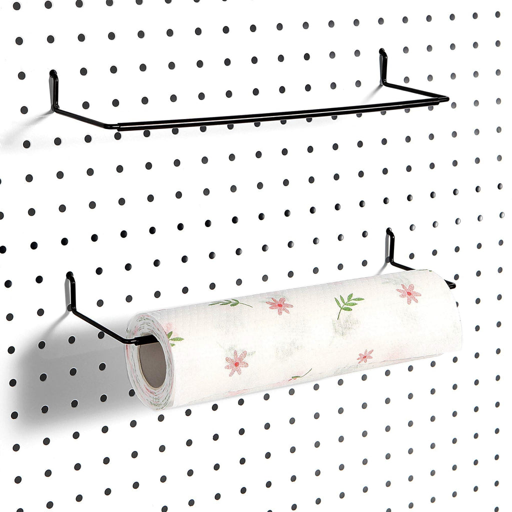  [AUSTRALIA] - Paper Towel Holder for Pegboard, Extendable, Fit Any Standard Pegboard, 2 Packs, Black