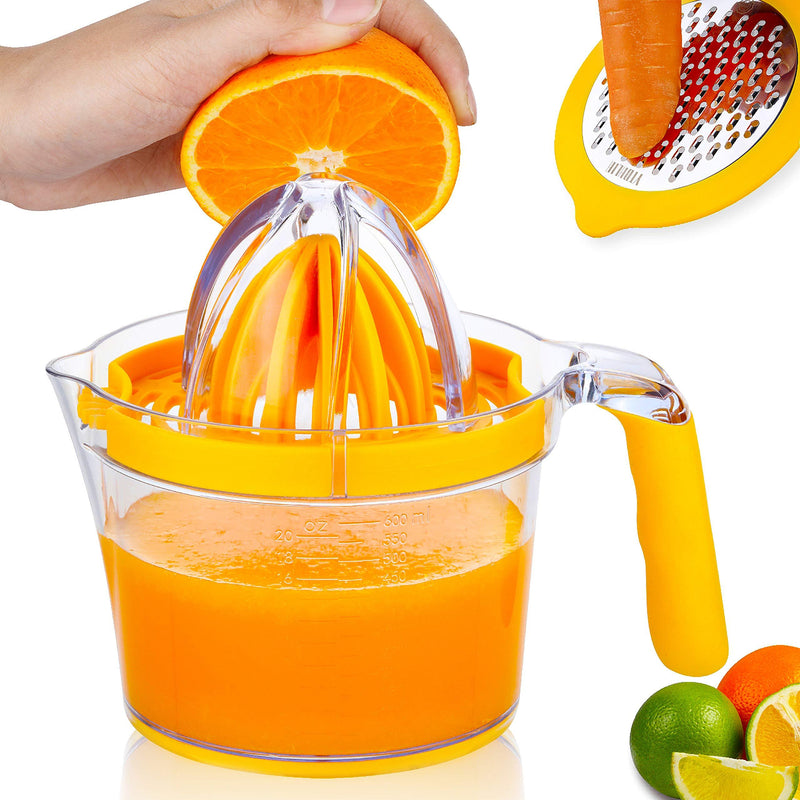  [AUSTRALIA] - Lemon Squeezer,Orange Juicer,Multifunctional Lemon Juicer with Built-in Measuring Cup and Grater Egg separator,Non-Slip Silicone Handle,YTDHLIH Upgrade Citrus Juicer 20OZ