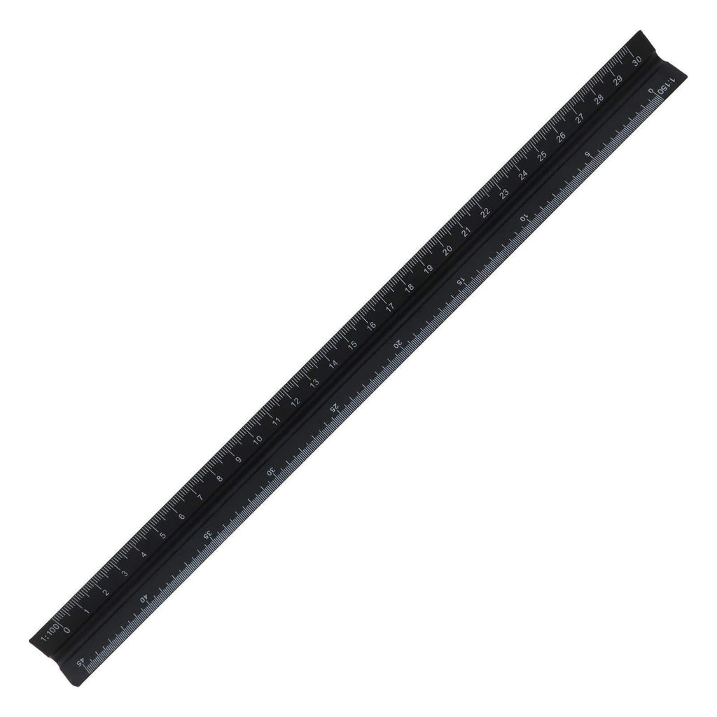 Triangular Scale Ruler 30cm Black Aluminum Alloy Metric Ruler 1:20 1:25 1:50 1:75 1:100 1:150 for Architect Drafting Engineer Measuring Tools - LeoForward Australia